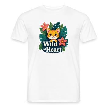 Wilder Katzenfreund mit Blumenmotiven - Männer T-Shirt - Weiß - Vorne - AI Model Male 178 dark (178cm)