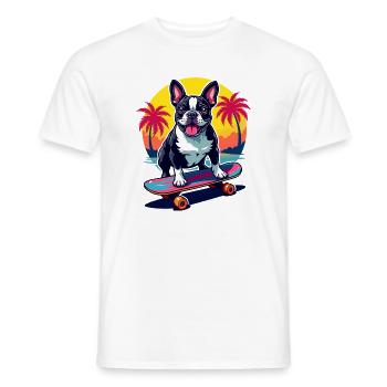 Bouledogue patineur - T-shirt homme - blanc - Devant - AI Model Male 178 dark (178cm)