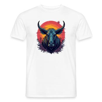 Futuristic bison at sunset - Men's T-Shirt - white - Front - AI Model Male 178 dark (178cm)