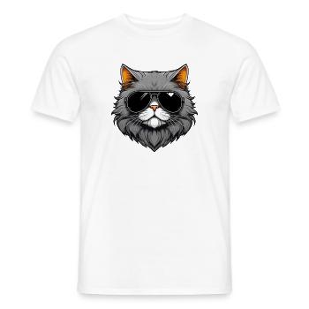 Zen-Katze mit Sonnenbrille - Männer T-Shirt - Weiß - Vorne - AI Model Male 178 dark (178cm)