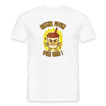KOFFEIN POWER ÜBER 9000! - Kawaii-Manga-Humor - Männer T-Shirt - Weiß - Vorne - AI Model Male 178 dark (178cm)