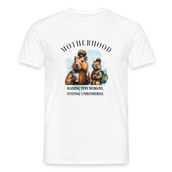 Motherhood – Raising Tiny Human Staying Unbothered - Männer T-Shirt - Weiß - Vorne - AI Model Male 178 dark (178cm)