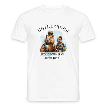Motherhood – Calm Is My Superpower | Modern Mom  - Männer T-Shirt - Weiß - Vorne - AI Model Male 178 dark (178cm)