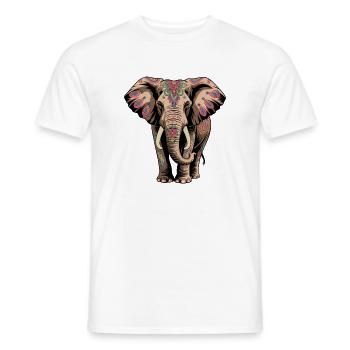 Elephant Proboscis Africa Safari Wilderness Elephant - Men's T-Shirt - white - Front - AI Model Male 178 dark (178cm)