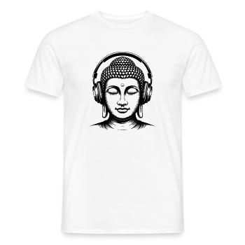 Buddha mit Kopfhörern Achtsamkeit Musik Boho Zen - Männer T-Shirt - Weiß - Vorne - AI Model Male 178 dark (178cm)