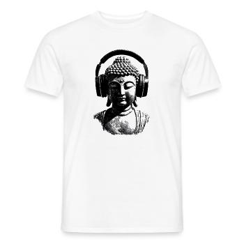 Buddha mit Kopfhörern Achtsamkeit Musik Boho Zen - Männer T-Shirt - Weiß - Vorne - AI Model Male 178 dark (178cm)