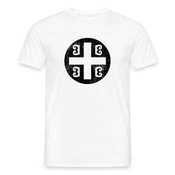 Serbisches tetragrammatisches Kreuz im schwarzen Kreis - Männer T-Shirt - Weiß - Vorne - AI Model Male 178 dark (178cm)