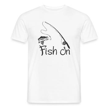 Fishing Hook and Fish Illustration on T-Shirt - Men's T-Shirt - white - Front - AI Model Male 178 dark (178cm)