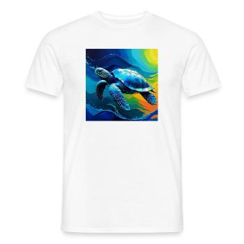 Vivid Marine Turtle Art Design - Men's T-Shirt - white - Front - AI Model Male 178 dark (178cm)