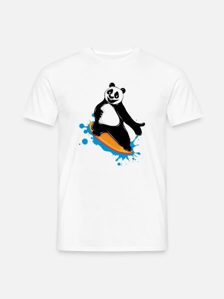Surfender Panda Bär im Graffiti Stil - Männer T-Shirt - Weiß