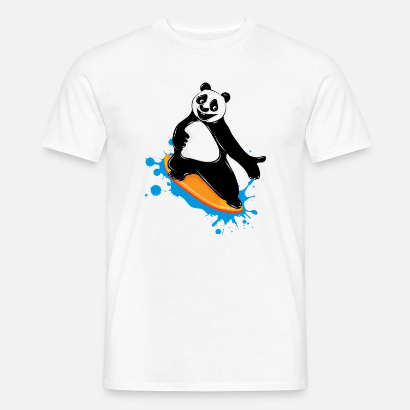 Surfender Panda Bär im Graffiti Stil - Männer T-Shirt - Weiß