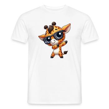 Cute Giraffe Dab Dabbing Cartoon Safari Nerd - Men's T-Shirt - white - Front - AI Model Male 178 dark (178cm)