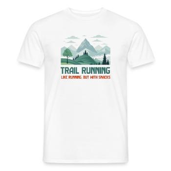 Trail Running, like Running But With Snacks - Men's T-Shirt - white - Front - AI Model Male 178 dark (178cm)