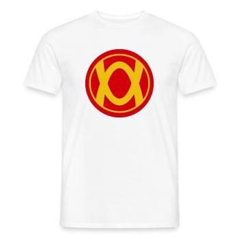 Retro Superhero Emblem Design - Men's T-Shirt - white - Front - AI Model Male 178 dark (178cm)