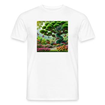Dragon de jardin dans le style Fantasy Oriental - T-shirt homme - blanc - Devant - AI Model Male 178 dark (178cm)