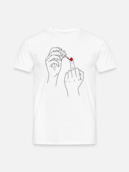 Frauenpower Stinkefinger Frauen Power Selbsbewusst - Männer T-Shirt - Weiß