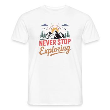 Mountains - Never Stop Exploring - Men's T-Shirt - white - Front - AI Model Male 178 dark (178cm)