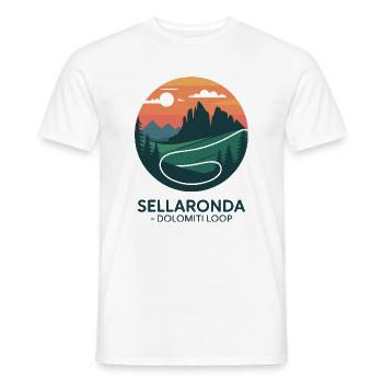 Sellaronda Dolomiti Loop Cycling Art - Men's T-Shirt - white - Front - AI Model Male 178 dark (178cm)