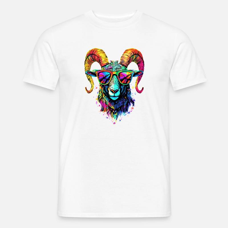 Widder Mufflon Aries Wilde Schafe Männliches Schaf - Männer T-Shirt - Weiß