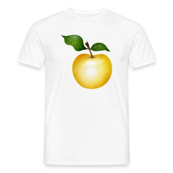 Golden apple with green leaves illustration - Men's T-Shirt - white - Front - AI Model Male 178 dark (178cm)