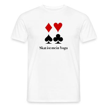 Skat ist wie Yoga – Nur mit Fluchen | Lustiges Ska - Männer T-Shirt - Weiß - Vorne - AI Model Male 178 dark (178cm)