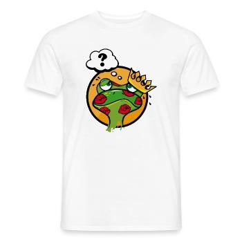 Kissed frog with crown and question mark - Men's T-Shirt - white - Front - AI Model Male 178 dark (178cm)
