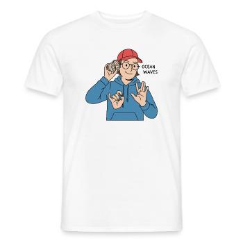 Sign Language Ocean Waves - Men's T-Shirt - white - Front - AI Model Male 178 dark (178cm)