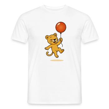 Fröhlicher Löwe mit Ballon schwebt durch die Lüfte - Männer T-Shirt - Weiß - Vorne - AI Model Male 178 dark (178cm)