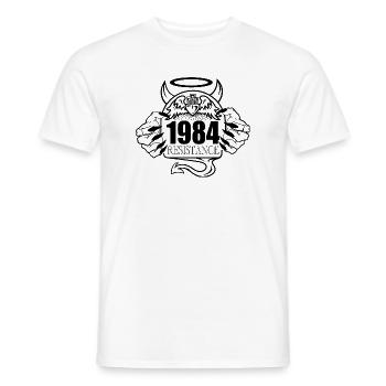 1984 Résistance – Rebelle contre la conception de contrôle - T-shirt homme - blanc - Devant - AI Model Male 178 dark (178cm)