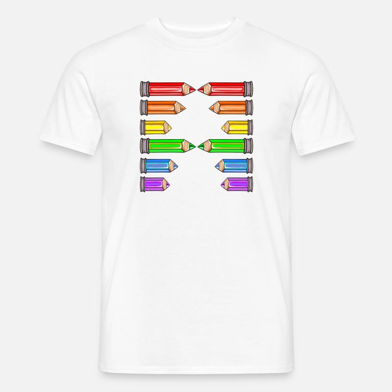 BUCHSTABE A NAME SCHULE BUNTSTIFTE - Männer T-Shirt - Weiß