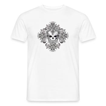 Verziertes Totenkopf-Ornament mit Gothic-Flair - Männer T-Shirt - Weiß - Vorne - AI Model Male 178 dark (178cm)