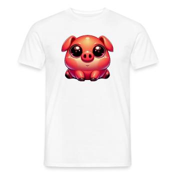 Cute Kawaii Piggy Cozy Farm - Men's T-Shirt - white - Front - AI Model Male 178 dark (178cm)