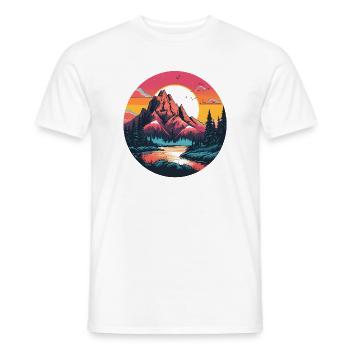 Mountains at dusk on nature reserve - Men's T-Shirt - white - Front - AI Model Male 178 dark (178cm)