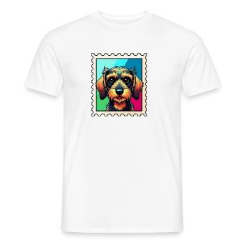 Portrait de chien coloré dans le style Pop Art - T-shirt homme - blanc - Devant - AI Model Male 178 dark (178cm)