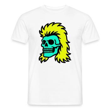 Vokuhila Skull - Männer T-Shirt - Weiß - Vorne - AI Model Male 178 dark (178cm)