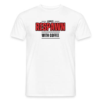 Always Respawn With Coffee – Gamer Café - T-shirt homme - blanc - Devant - AI Model Male 178 dark (178cm)