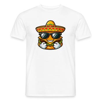 Burger frais avec sombrero et lunettes de soleil - T-shirt homme - blanc - Devant - AI Model Male 178 dark (178cm)