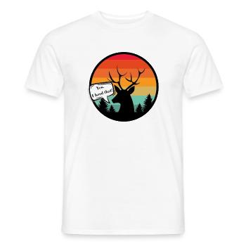 Hirsch mit Sonnenuntergangshintergrund im Retro-Stil - Männer T-Shirt - Weiß - Vorne - AI Model Male 178 dark (178cm)