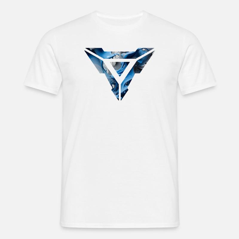 Abstract Blue Fluid Triangular Design - Men's T-Shirt - white