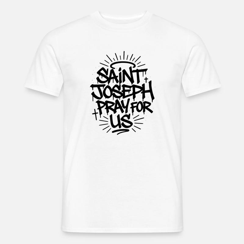 Saint Joseph Graffiti Art – Mutiges Glaubensdesign - Männer T-Shirt - Weiß