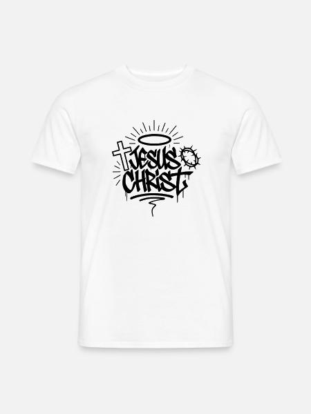 Jesus Christ Graffiti Art – Bold Faith Design - Männer T-Shirt - Weiß