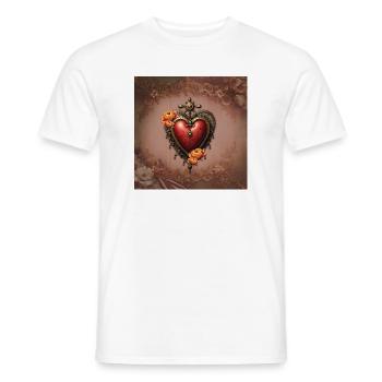 Vintage heart watch with silk flowers - Men's T-Shirt - white - Front - AI Model Male 178 dark (178cm)