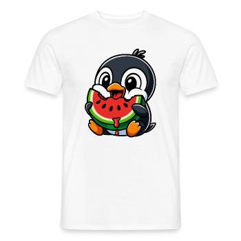 Cute Penguin Melon Summer Cartoon Funny Fruit - Men's T-Shirt - white - Front - AI Model Male 178 dark (178cm)