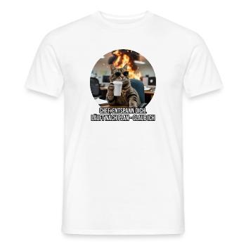 Drôle de chat de bureau disant design - T-shirt homme - blanc - Devant - AI Model Male 178 dark (178cm)