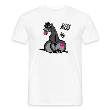 Humorous Donkey with Lipstick Kiss - Men's T-Shirt - white - Front - AI Model Male 178 dark (178cm)