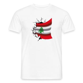 Drapeau du Liban - Drapeau Broken Design - T-shirt homme - blanc - Devant - AI Model Male 178 dark (178cm)