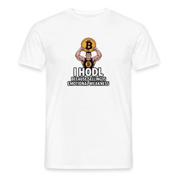 Humour musclé Bitcoin HODL - T-shirt homme - blanc - Devant - AI Model Male 178 dark (178cm)