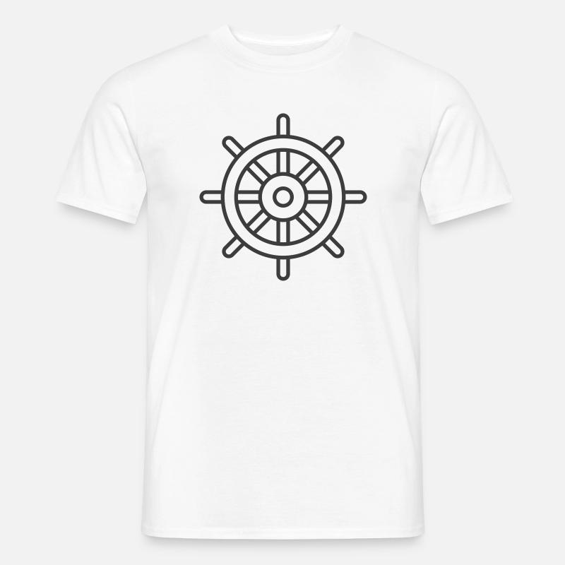 Schiffsrad-Symbol – Nautische Strichzeichnung Stil - Männer T-Shirt - Weiß