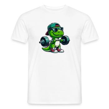 Cooler T-Rex Hantel Gewichtheber Fitness Cartoon - Männer T-Shirt - Weiß - Vorne - AI Model Male 178 dark (178cm)