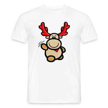 Comic-Rentier Elmondo fröhlich winkend - Männer T-Shirt - Weiß - Vorne - AI Model Male 178 dark (178cm)